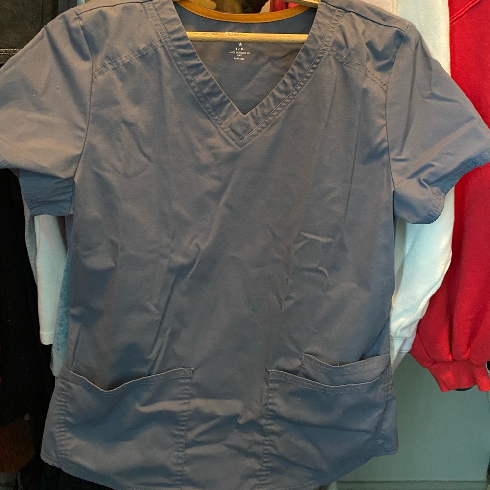 grey scrub top